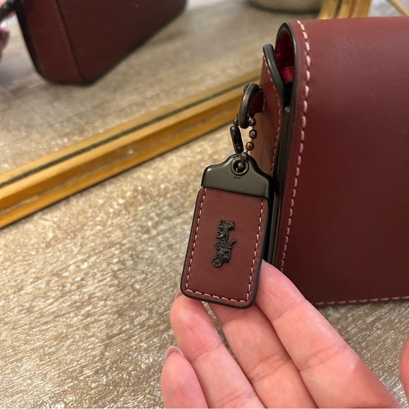 Coach Dinky Glovetanned Leather Crossbody Bag Burgundy Red - Picture 3 of 14